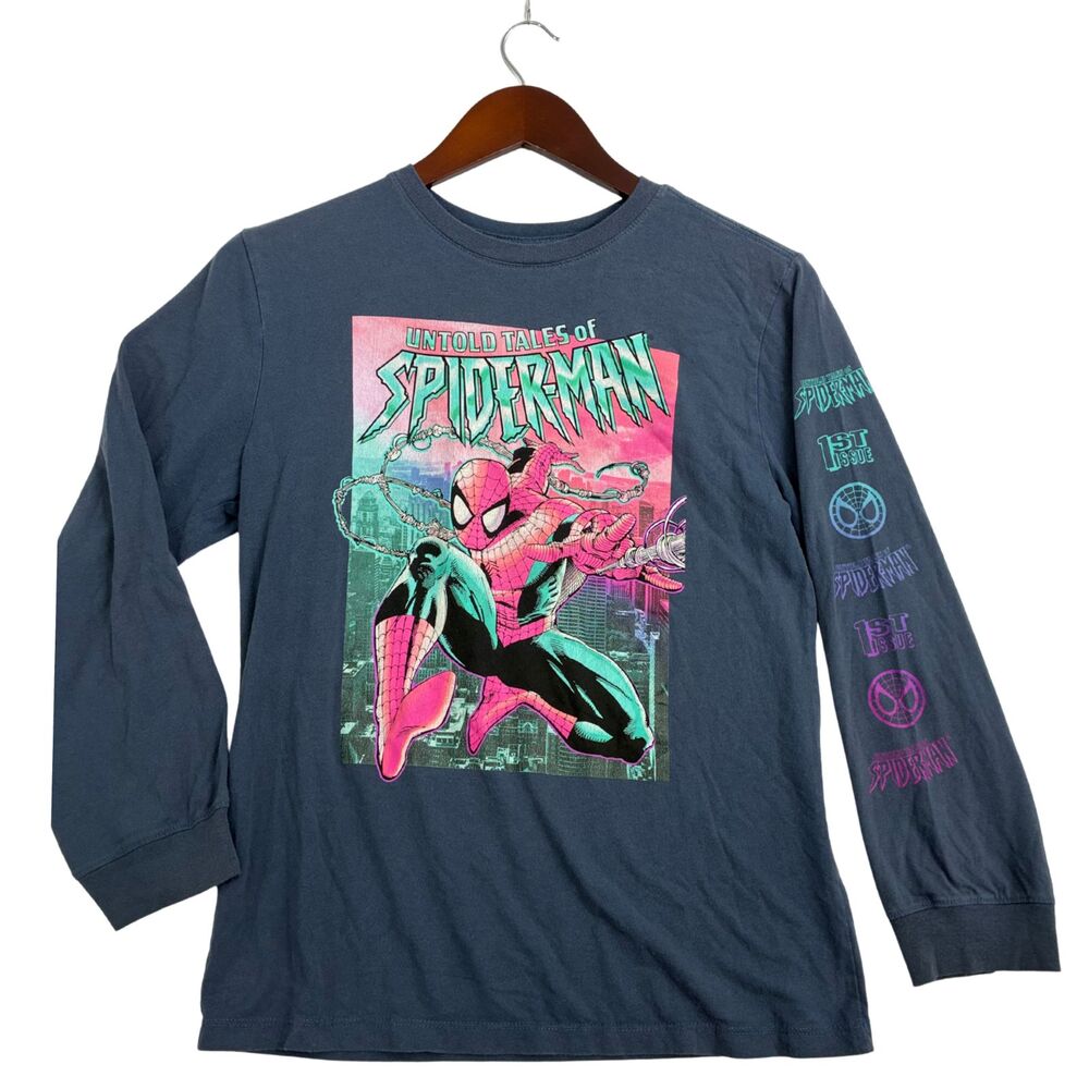 Marvel Spider-Man Untold Tales 1st Issue Long Sleeve Graphic Shirt Blue L